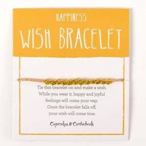 NWT Happiness Yellow Glass Seed Beaded Jute String Beaded Wish Bracelet